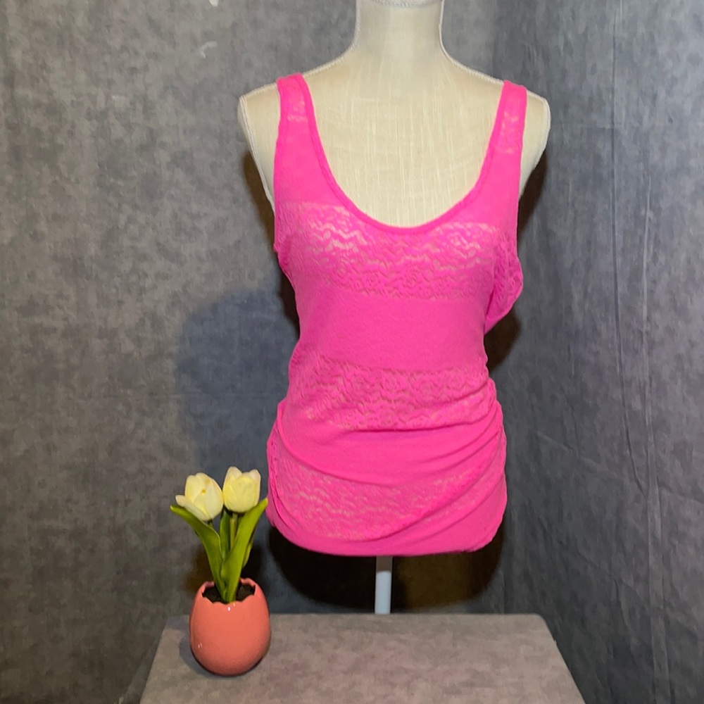 COPY - BKE Neon Pink Lace Tank
